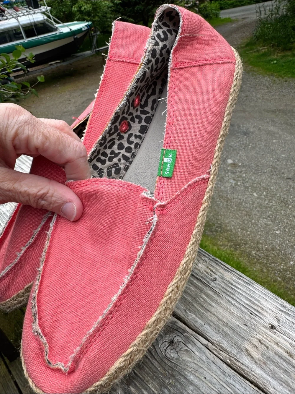 Sanuk Coral Canvas Frayed-Trim Slip-Ons